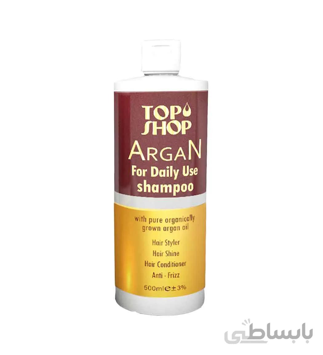 شامپو مناسب شستشو روزانه حاوی روغن آرگان 500میل تاپ شاپ ا Top Shop Argan Oil Daily Use Hair Shampoo 500ml