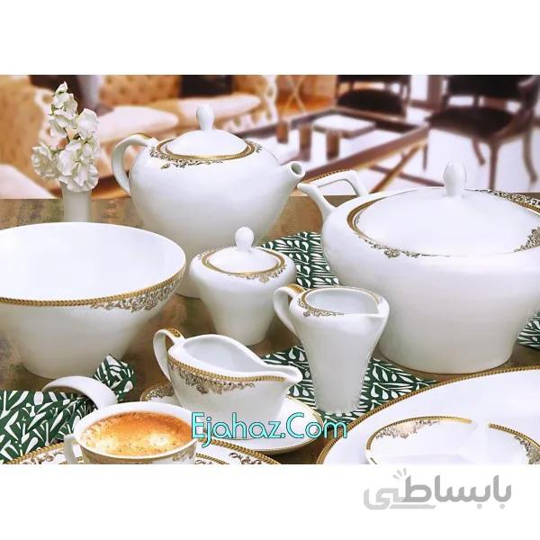 سرویس غذاخوری 12 نفره 104 پارچه چینی پردیس کاشان قالب رومنس مرسیا_234