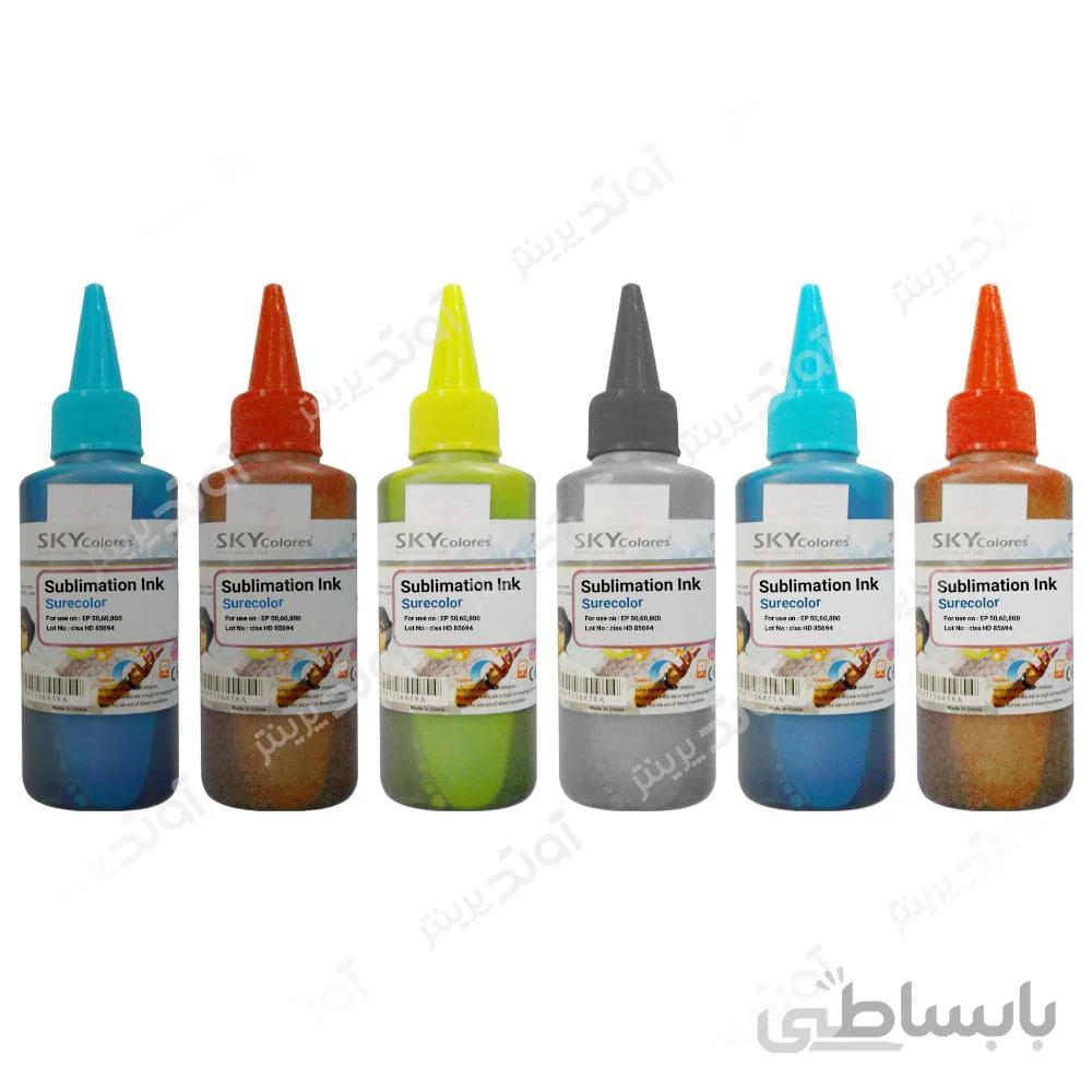 ست 6 رنگ جوهر پرینتر سابلیمیشن اپسون Skycolors Sublimation ink 100ml