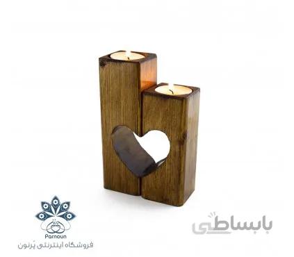شمعدان چوبی طرح قلب