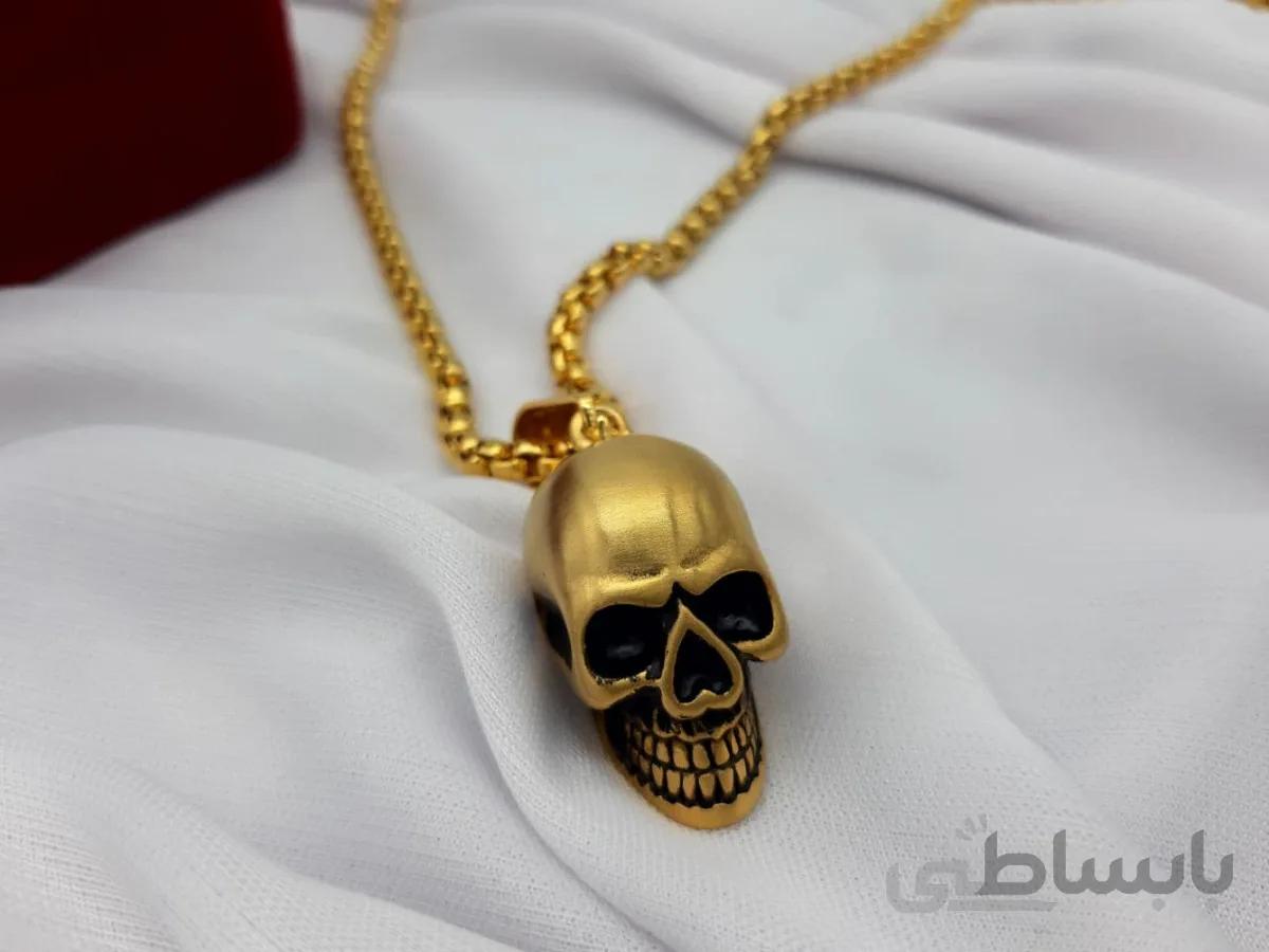گردنبند جمجمه طلایی استیل