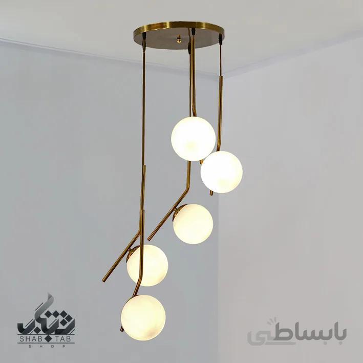 لوستر آویز مدرن پنج شعله چیکرو آنتیک SHJ