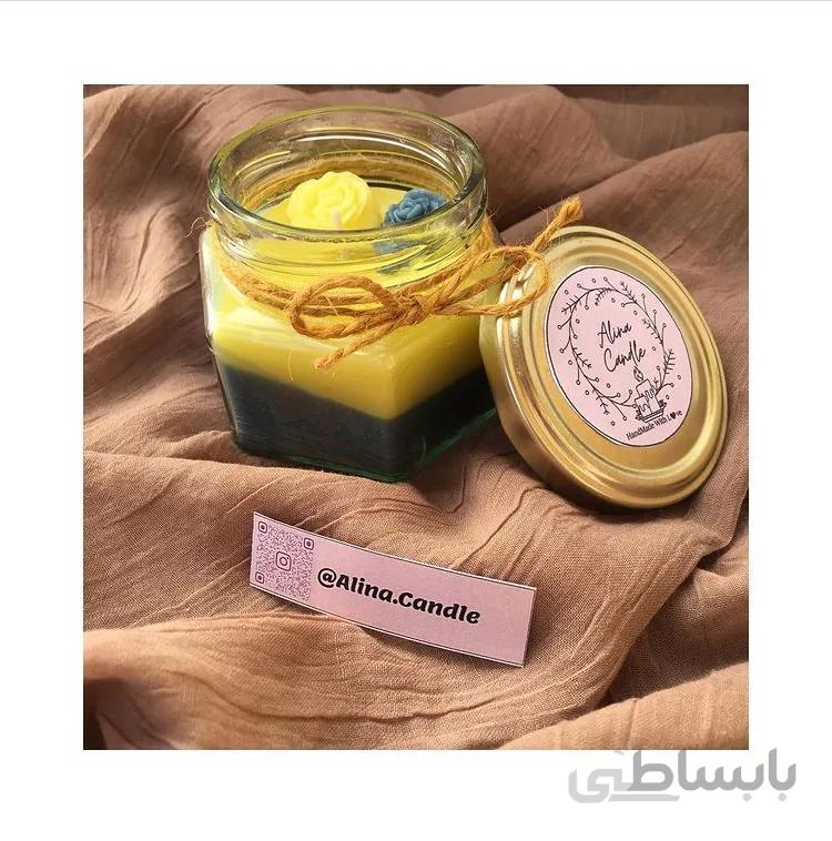آلینا کندل-شمع عطری شش ضلعی با رایحه اسطوخودوس ا دست ساز