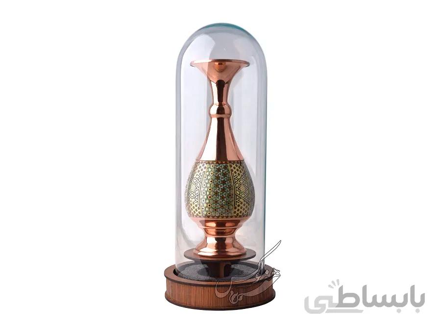 گلدان خاتم کاری 20 سانتی مسی با شیشه ی حبابی