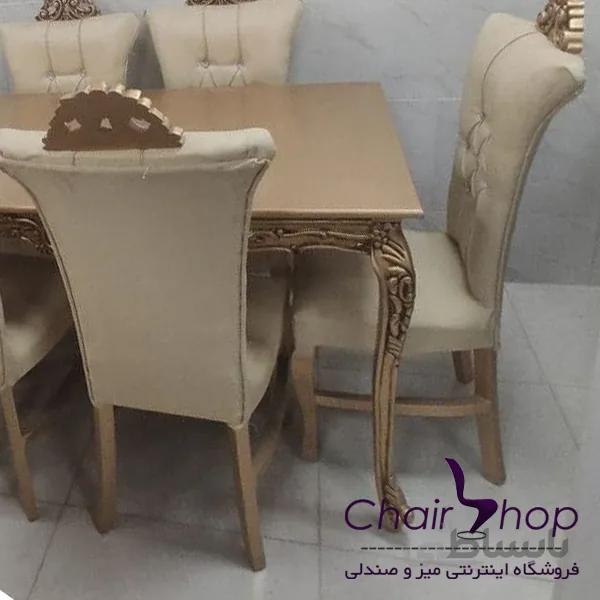 تک صندلی ناهارخوری مدل تارج دار با پارچه ایرانی