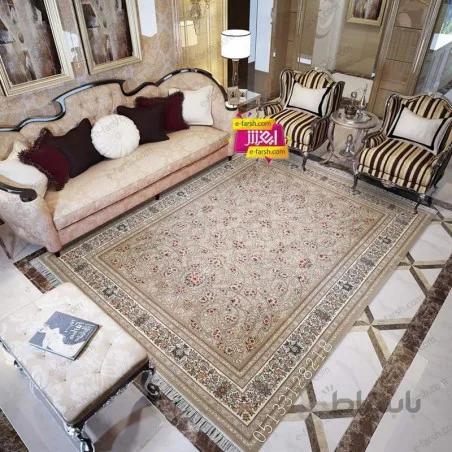 فرش ماشینی آرا مشهد طرح 25597 بژ