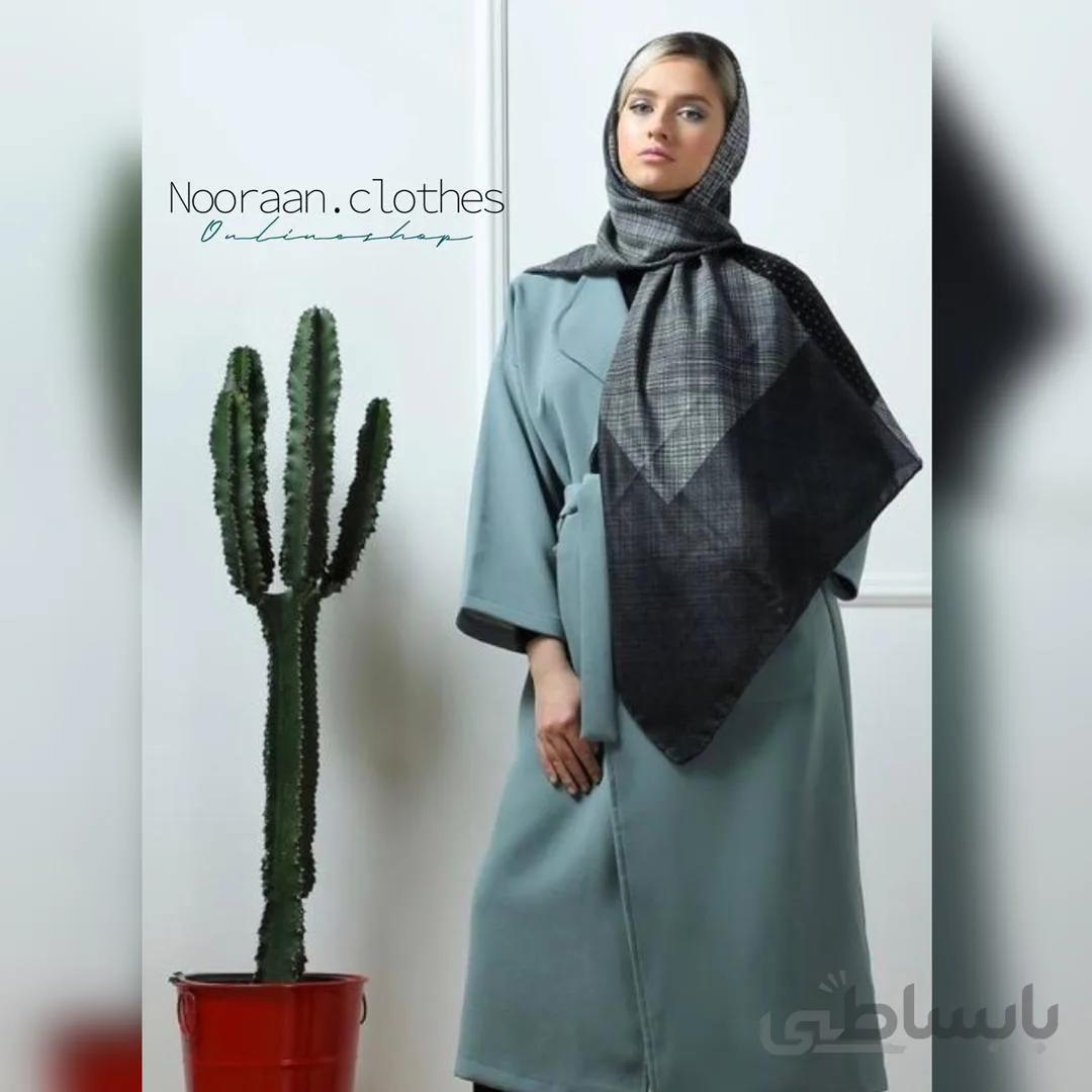 روسری نخی پاییزه مشکی طوسی 104504 ا 104504