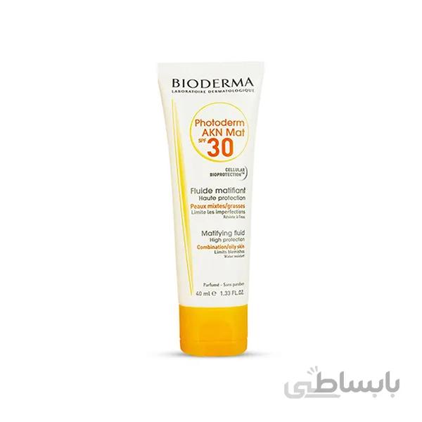 کرم ضد آفتاب بایودرما سری Photoderm مدل AKN Mat Spf30 مناسب پوست چرب حجم 40 میلی لیتر