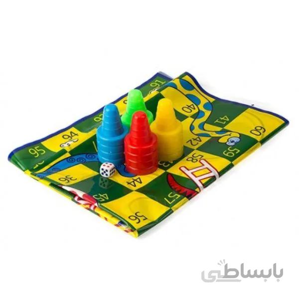 بازی منچ و مارو پله پارس مدل پارچه ای