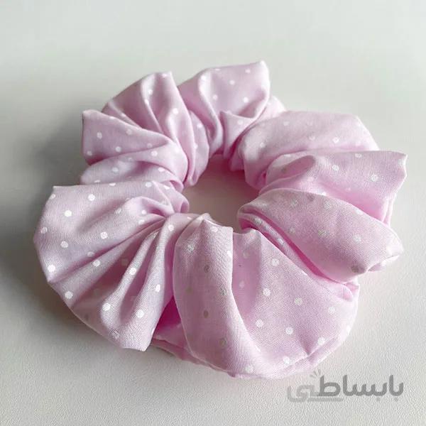 اسکرانچی کتان خال خالی صورتی ا Scrunchies