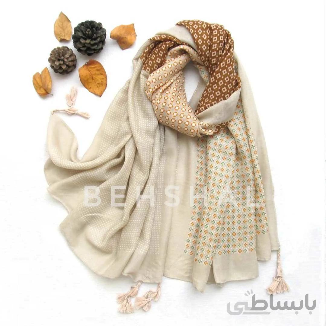 شال نخ پنبه پاییزه وارداتی منگوله دار کد 19