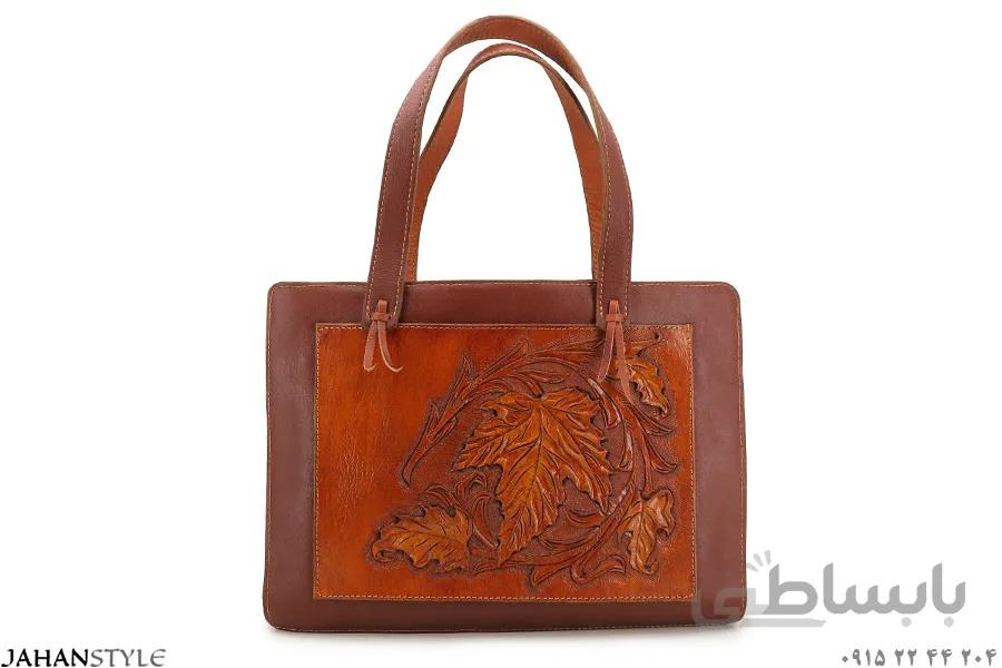 کیف دستی زنانه چرم طبیعی قلم‌زنی