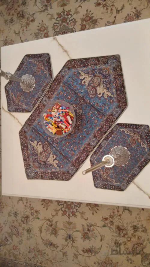 رومیزی 3 تیکه ترمه ابریشم دستجردی