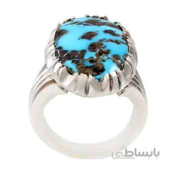 انگشتر نقره مردانه مدل فیروزه نیشابور کد am_1417