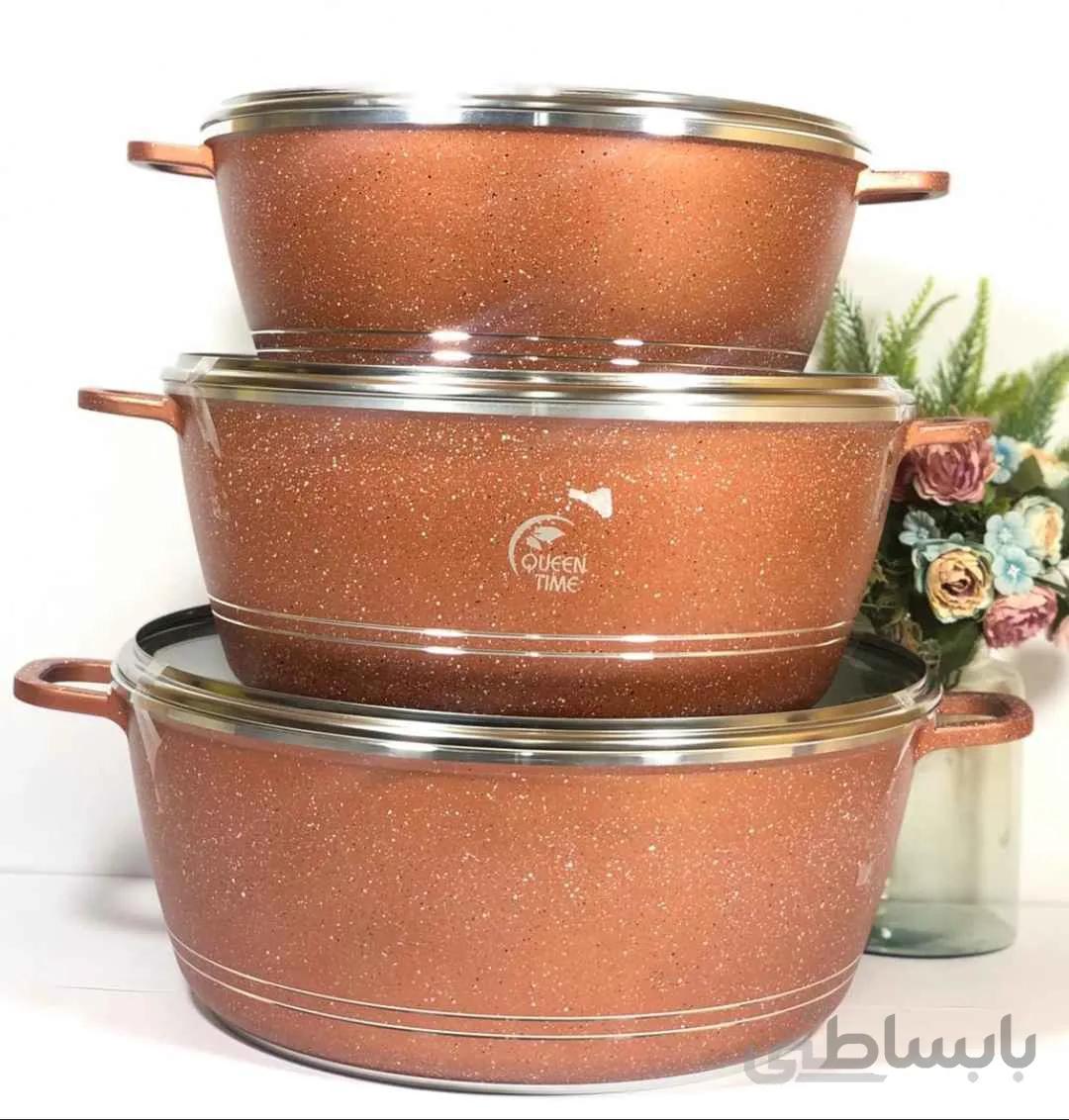 سرویس قابلمه 6 پارچ طرح چدن قهوه ای دیاموند