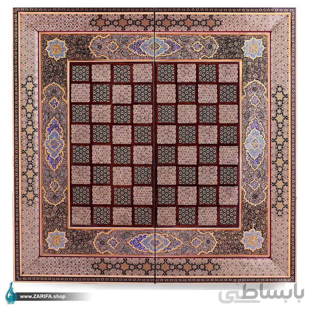 تخته نرد خاتم اعلا با تذهیب فاخر ستونی ۵۰در ۵۰