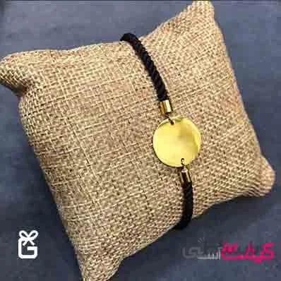 دستبند دایره با کناف مشکی