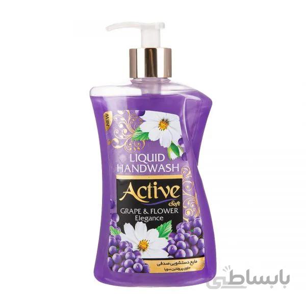 مایع دستشویی صدفی بنفش 450 گرمی اکتیو (حاوی پروتئین سویا)