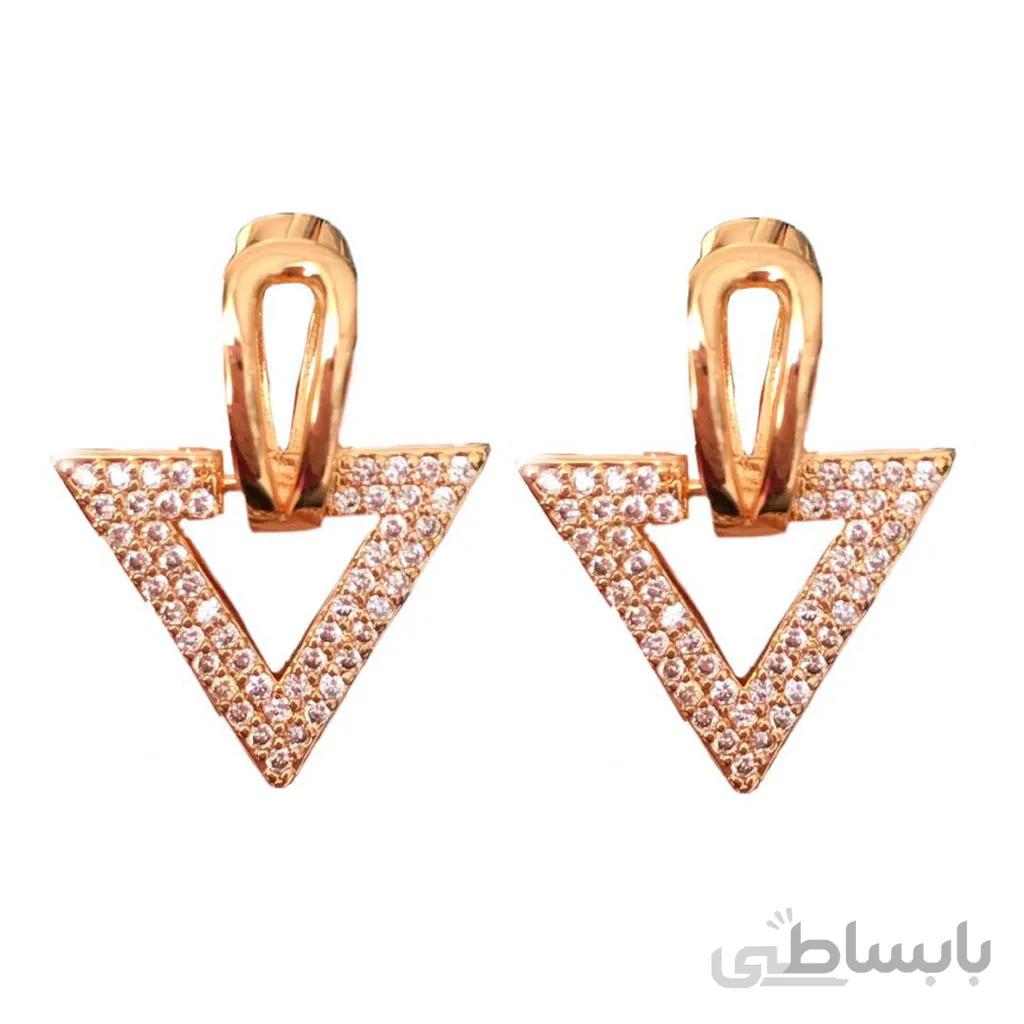 گوشواره طرح مثلثی نگین دار (برندZJ)