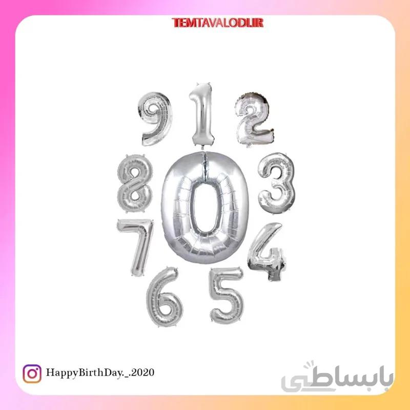بادکنک فویلی عدد نقره ای