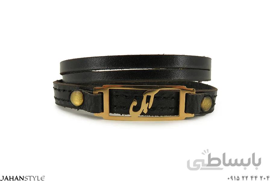 دستبند چرم طبیعی اسپرت نشان ماه تولد (آبان)