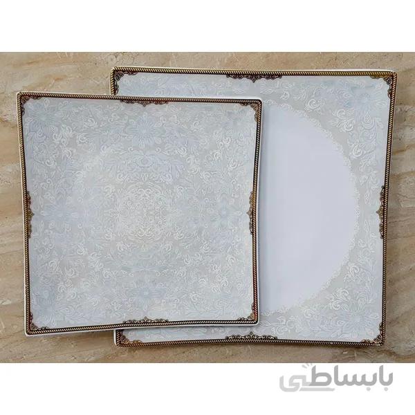 سرویس غذاخوری 30 پارچه ( 6 نفره ) 4گوش چینی تقدیس قالب شارلوت گل آرایی آرمیتاژ فیروزه