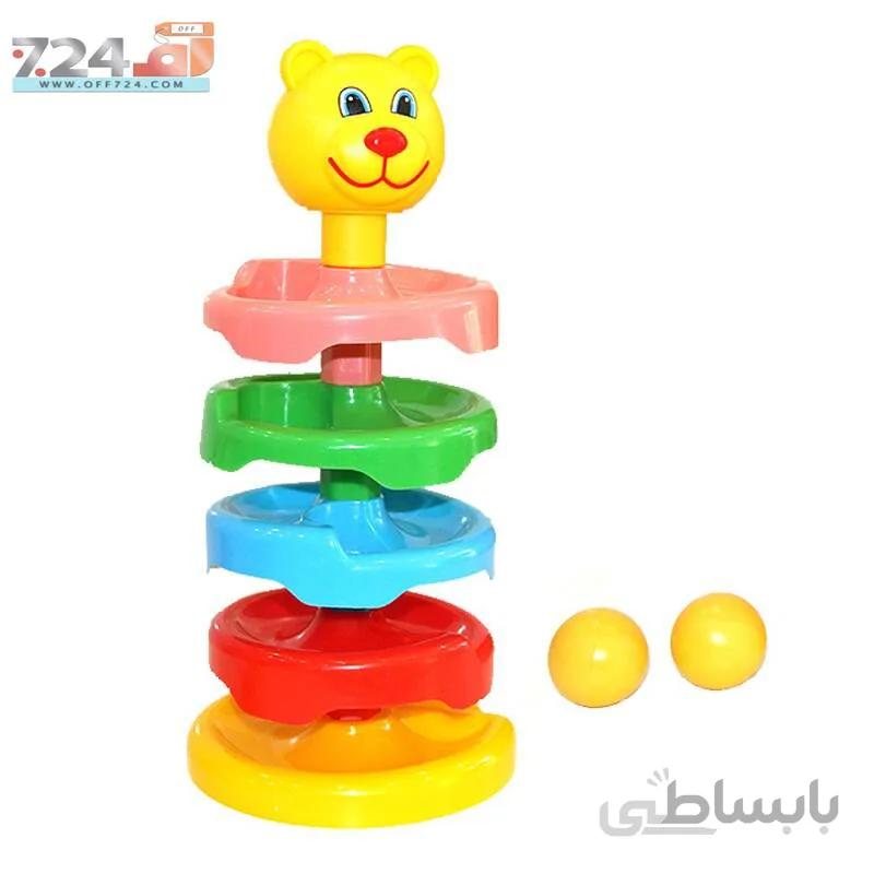 بازی آموزشی فکری طرح برج توپ و سرسره مدل تدی بچگانه
