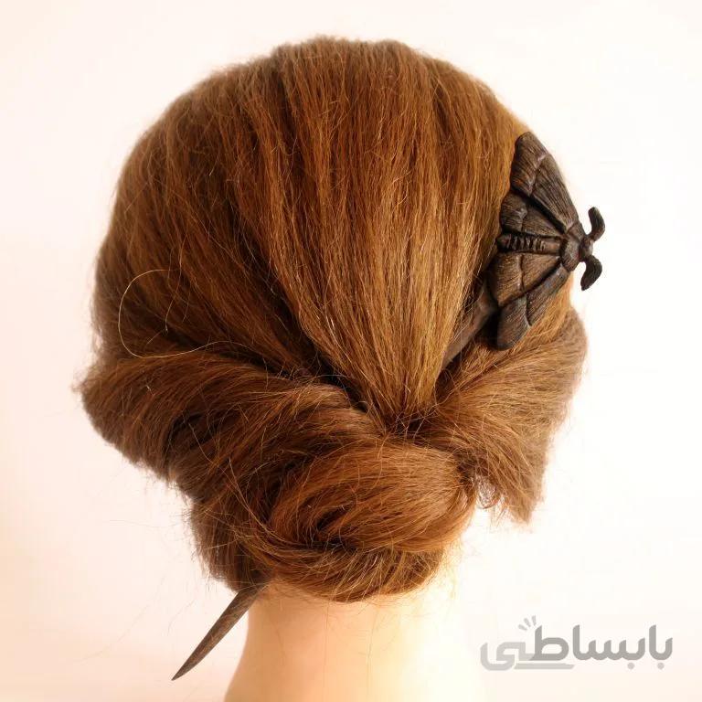 گیره مو تکی دستساز چوبی طرح شاپرک کارپت کد ۱۰۲۴۹۸