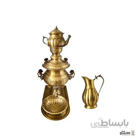 سرویس سماور ذغالی برنجی 5 پارچه مدل خطی قلم زنی
Brass charcoal samovar service drawing model