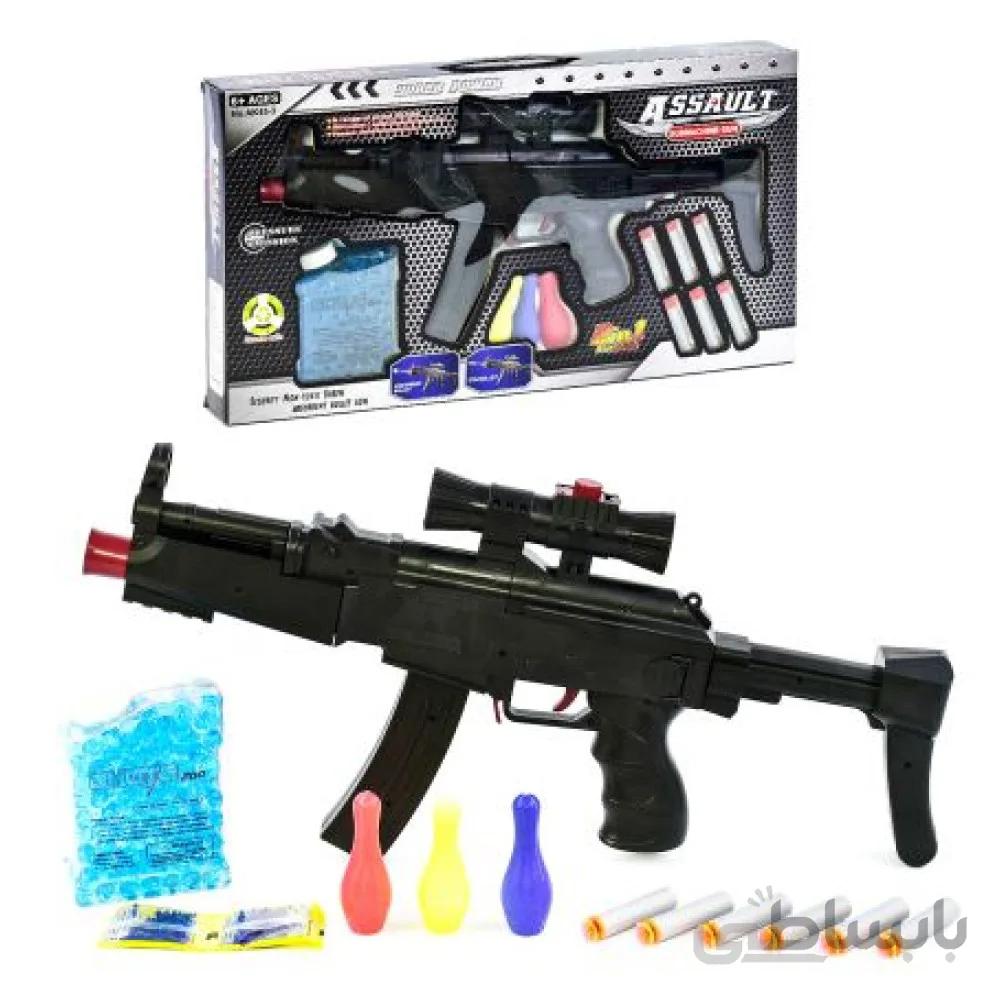 تفنگ اسباب بازی مسلسل تیر ژله ای و تیر اسفنجی مدل ASSAULT SUBMACHINE GUN کد AK45-3