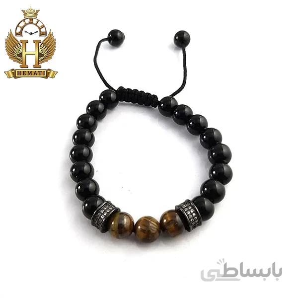 دستبند بافت با سنگ اونیکس DDD1407