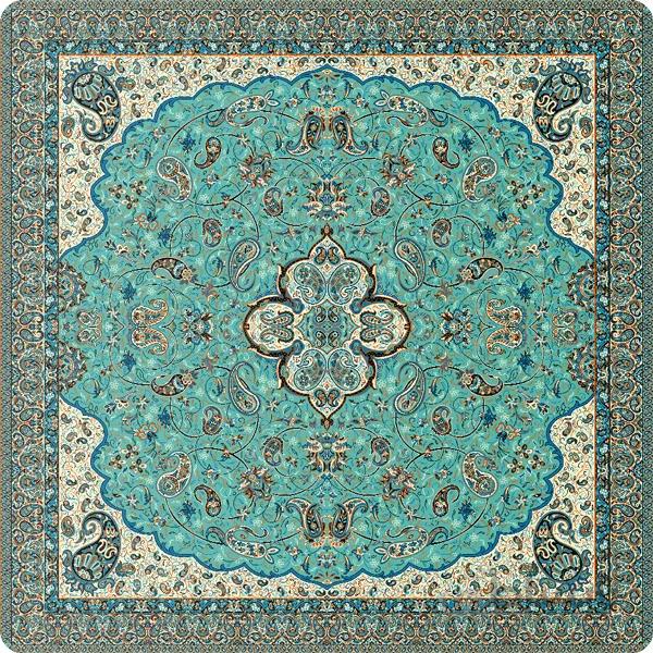 رومیزی مربع ترمه طرح سالار مشکی ابریشم کد 710 کد 410586
