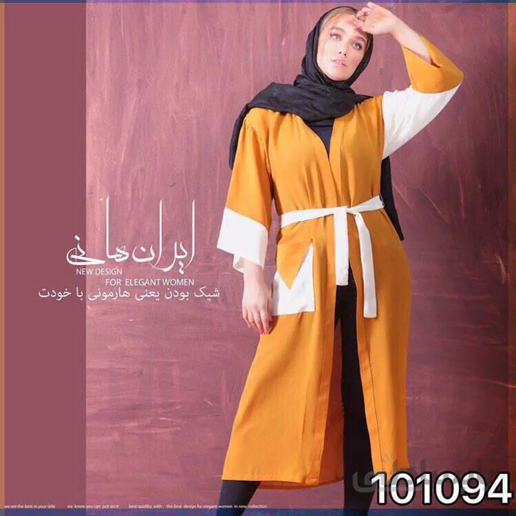 مانتو حریر اسلپ جیب مثلثی ایران هانی 101094