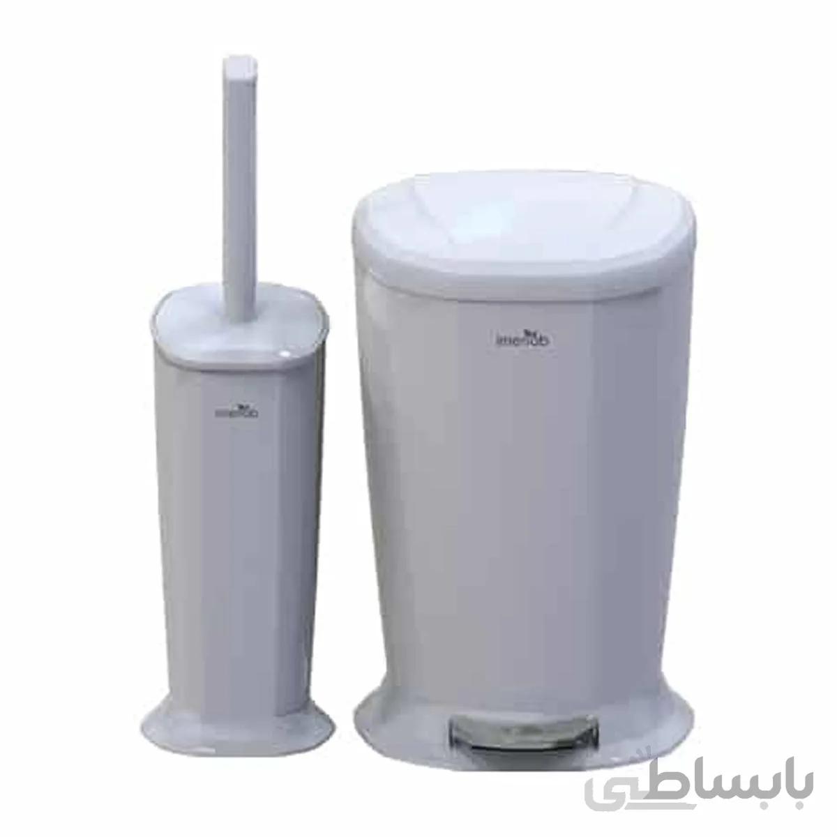 سطل و برس توالت ورونا سفید ایمن آب ا Imenab white trushcan and brush
