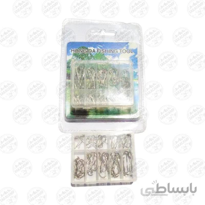 مجموعه قلاب ماهیگیری به همراه جعبه قلاب Hong DA بسته 80 عددی