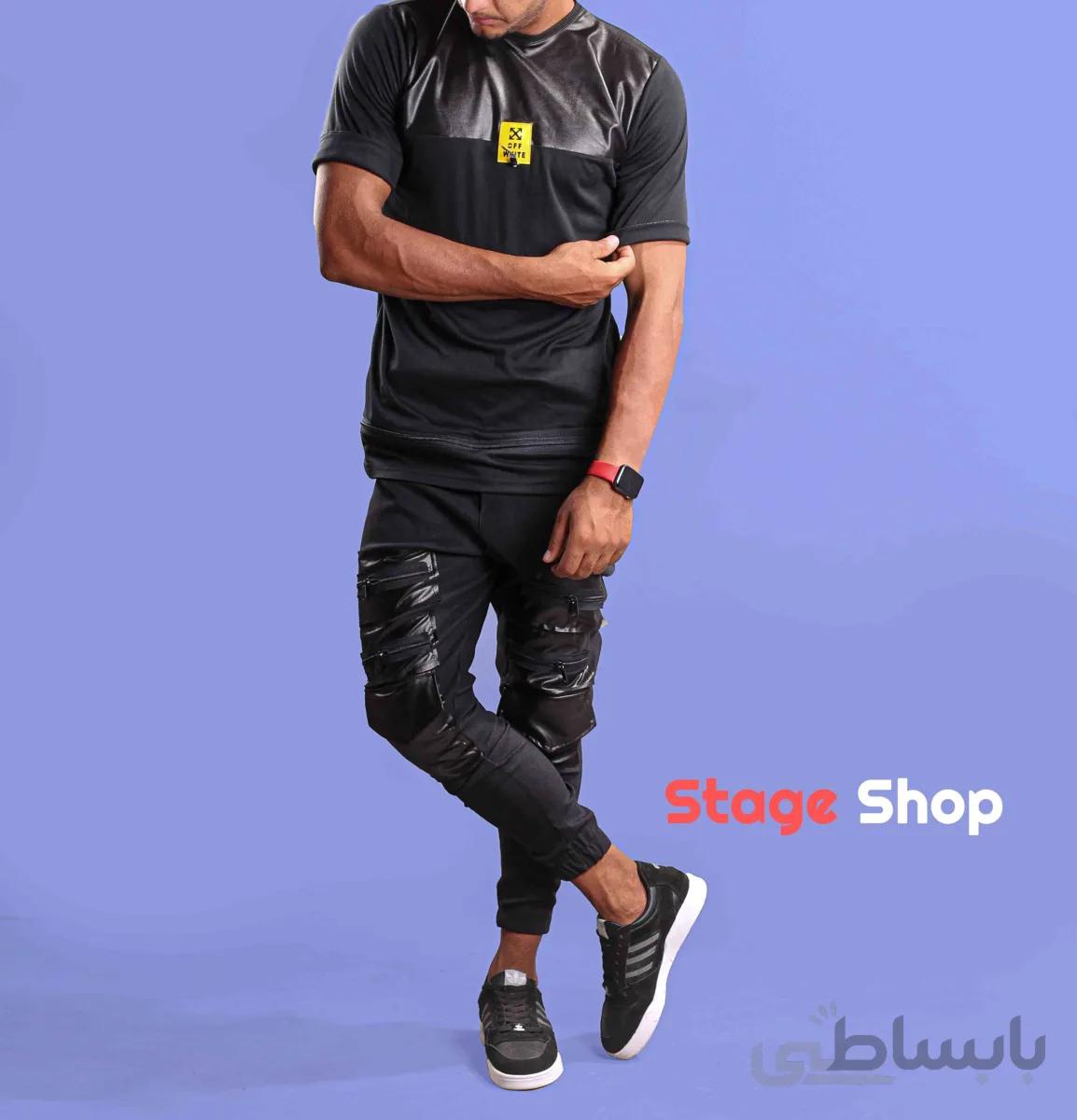 ست تیشرت و شلوار چرم براق
