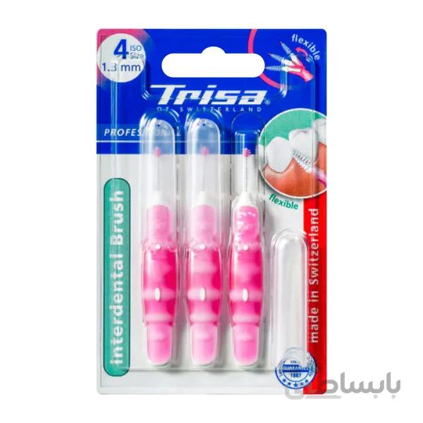 براش بین دندانی تریزا مدل پروفشنال 1.3 میلی متری صورتی ایزو چهار ا Trisa Interdental Professional Toothbrush ISO4 Size 1.3mm