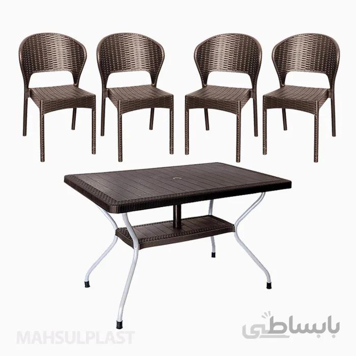 ست میز و صندلی 4 نفره مدل حصیربافت ناصر 972 621