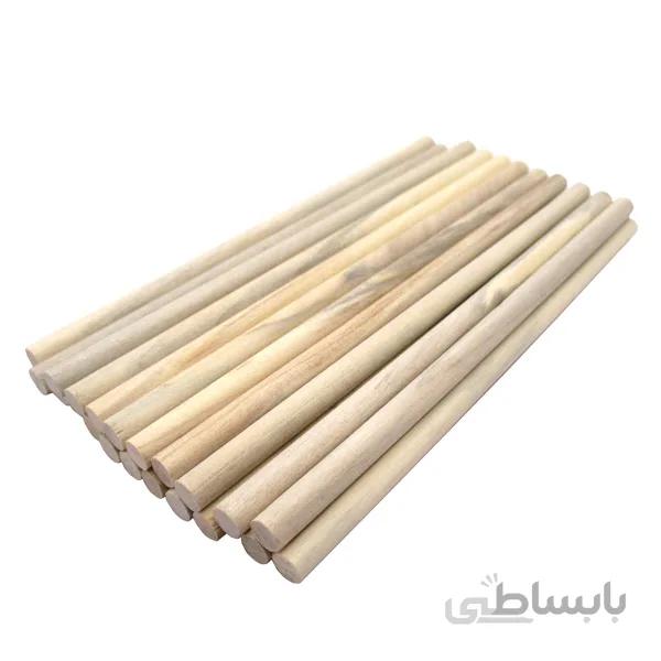 میله چوبی هنری صنوبر قطر 6 طول 140 میلیمتر طرح ابر و باد بسته 21 عددی