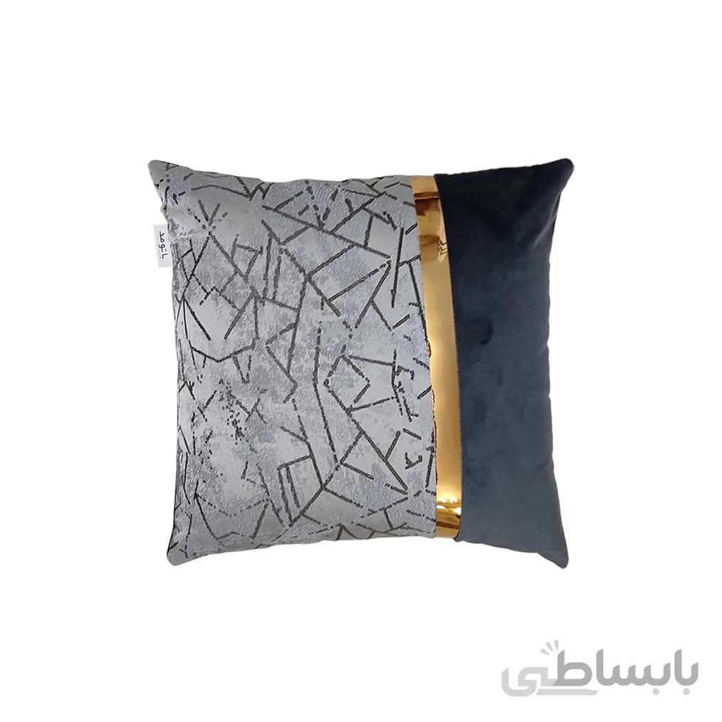 کوسن ترکیبی چرم و مخمل مدل یاسمن رنگ طوسی