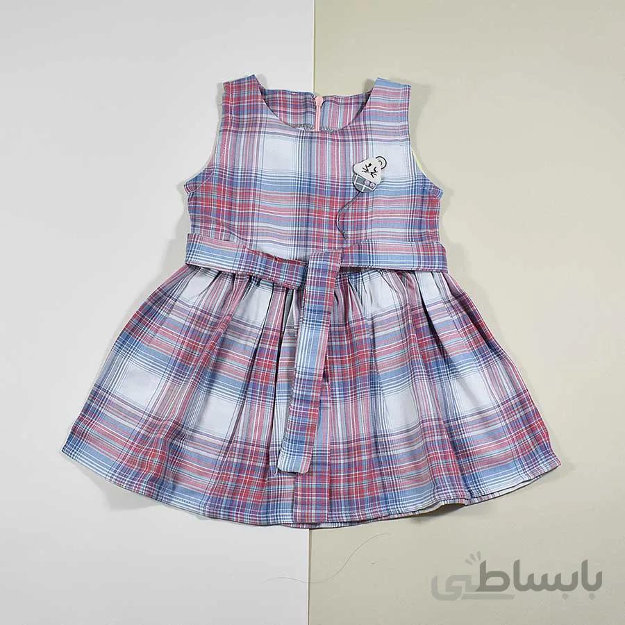 سارافون دخترانه بچه گانه چهارخانه کد 2325