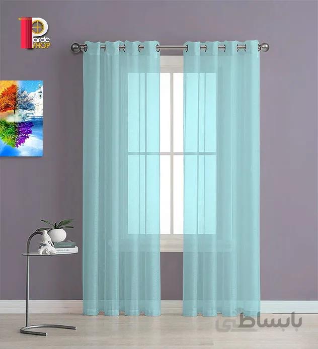 پرده پانچی حریررنگ آبی روشن