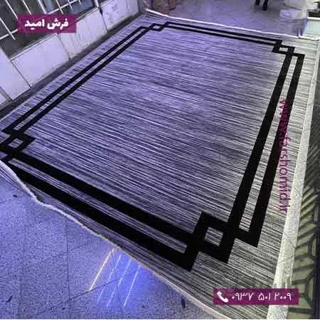 فرش بزرگ پارچه 20 متری وینتیج 1200 شانه طوسی مشکی فرش برنتین