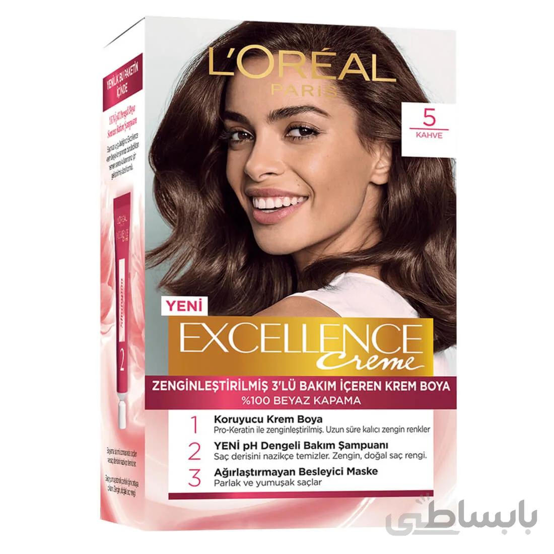 کیت رنگ مو لورال سری enceexcell شماره 5 رنگ قهوه ای تیره