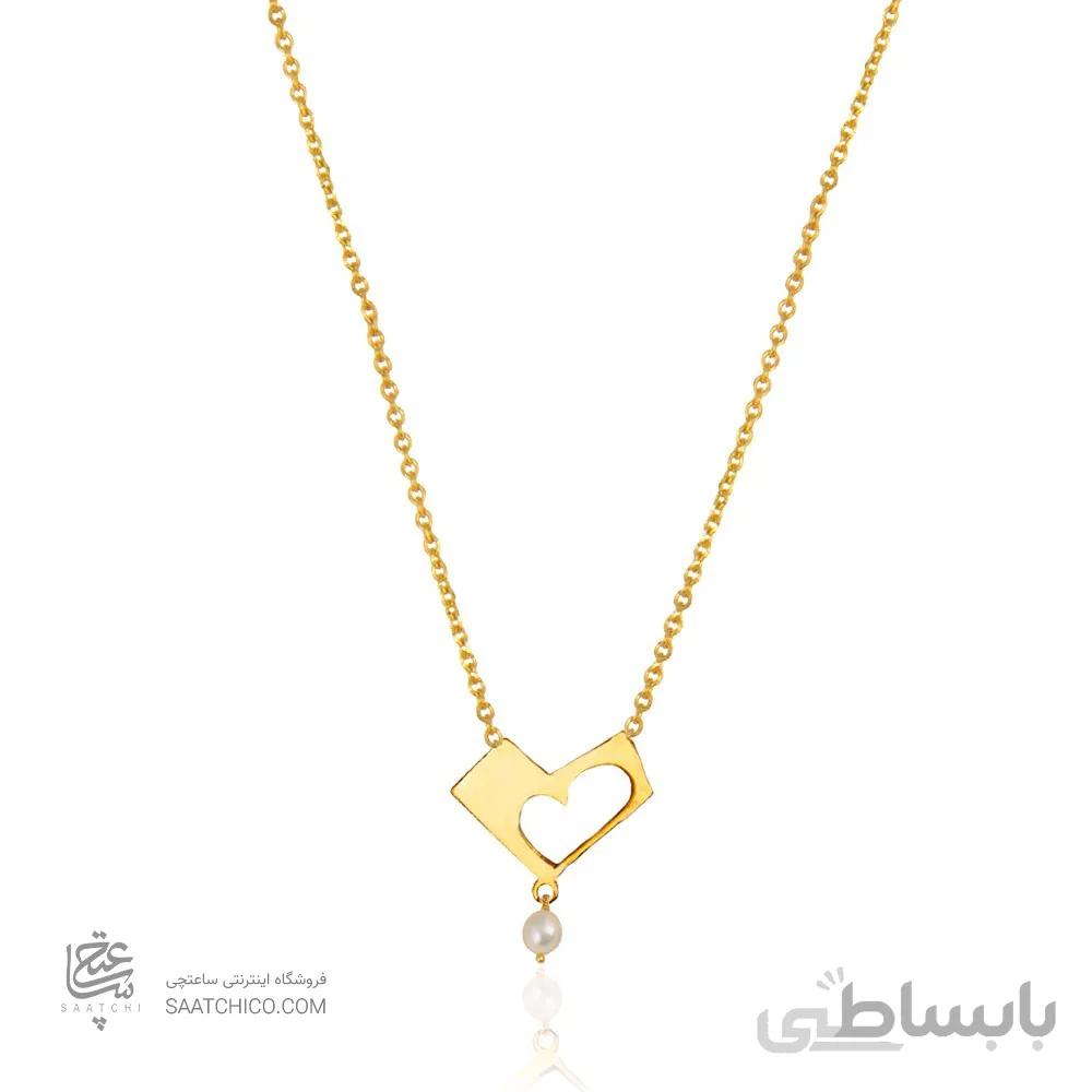 گردنبند طلا زنانه طرح قلب ولنتاین با مروارید کد XN137