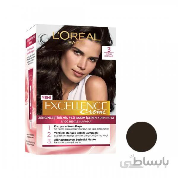 رنگ مو شماره 3 لورال مدل Loreal Paris Excellence