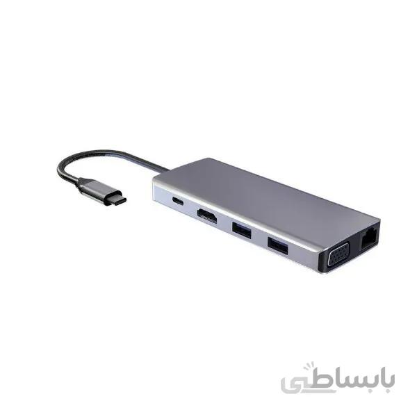 هاب تایپ سی 11 کاره پاورولوژی 60 واتی مدل Powerology P11CHBGY ا Powerology 11 in 1 Type-C Hub P11CHBGY