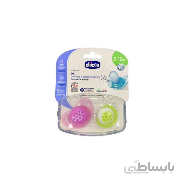 پستانک ارتودنسی سیلیکون 12-6 چیکو مدل فیزیو ایر2 عددی دخترانه Chicco
