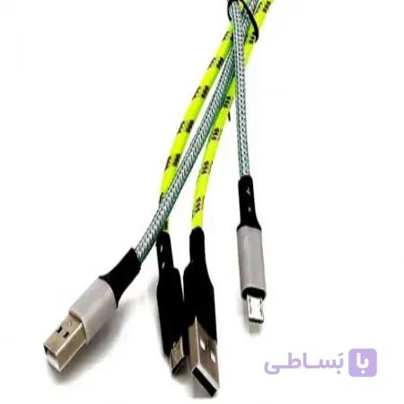 کابل شارژ فست پاوربانک اندروید روکش کنفی برند Telego