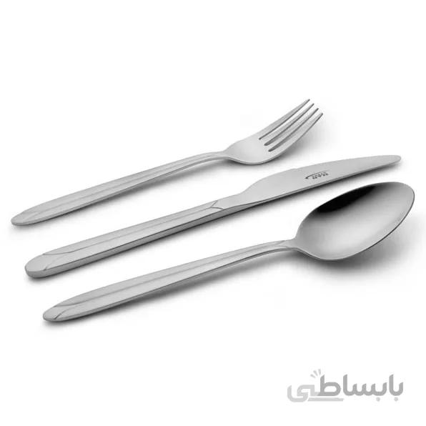 سرویس قاشق و چنگال 24 نفره ناب استیل طرح پالرمو استیل براق (98 پارچه)